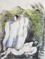 Le Manteau De Noe gravure peinte à la main contemporain Marc Chagall